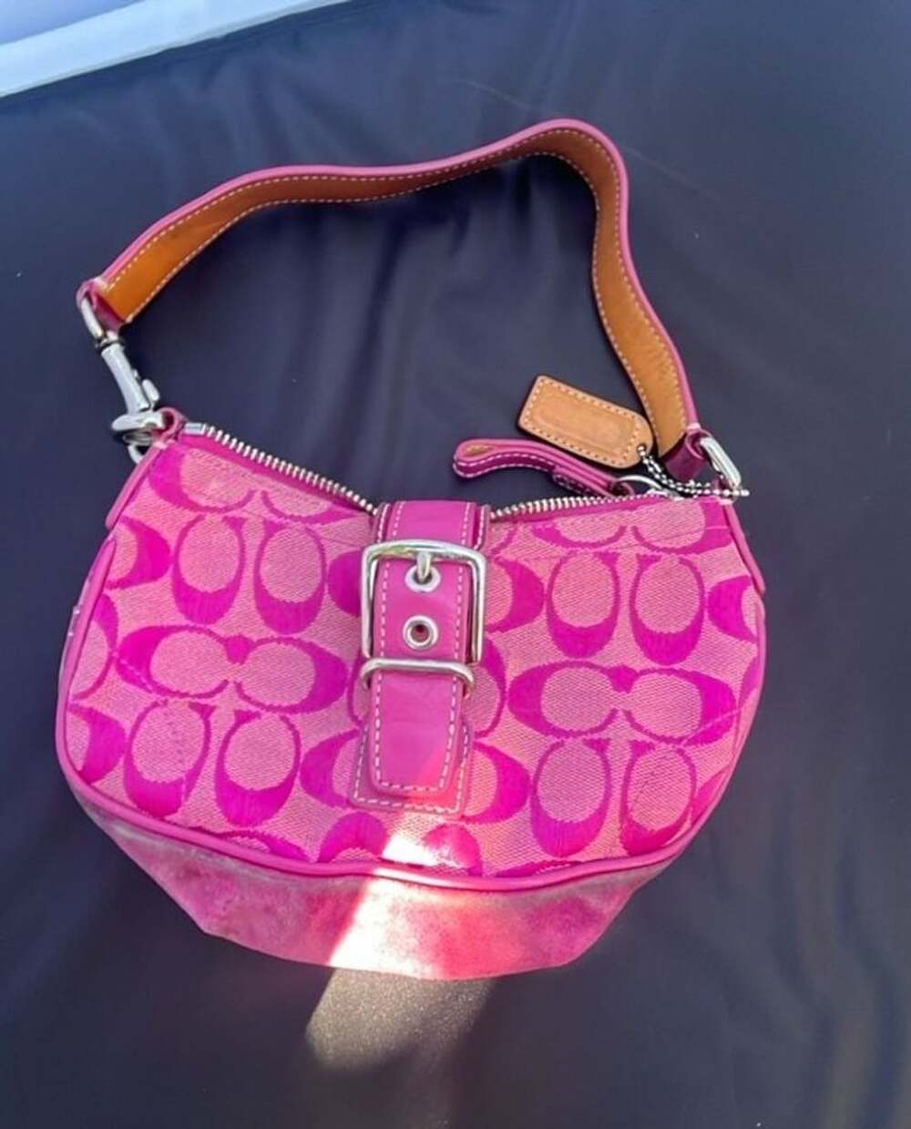 Coach Soho Demi Signature Mini Baguette Pink Y2K Shoulder Bag